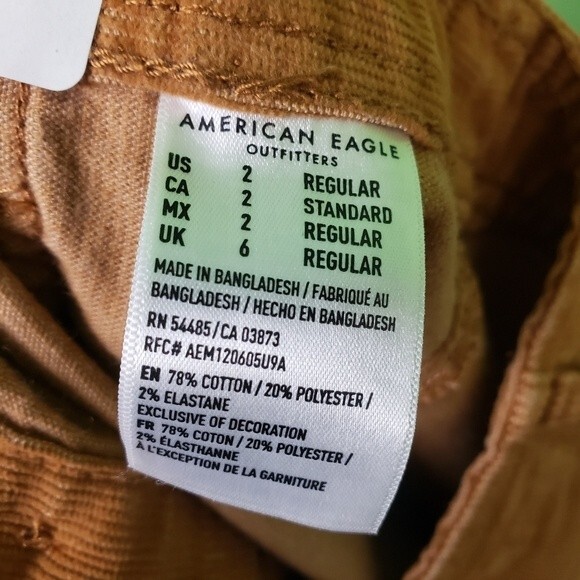 American Eagle Outfitters Brown Corduroy Super Stretch A-line Mini Skirt Size 02 - Picture 7 of 8